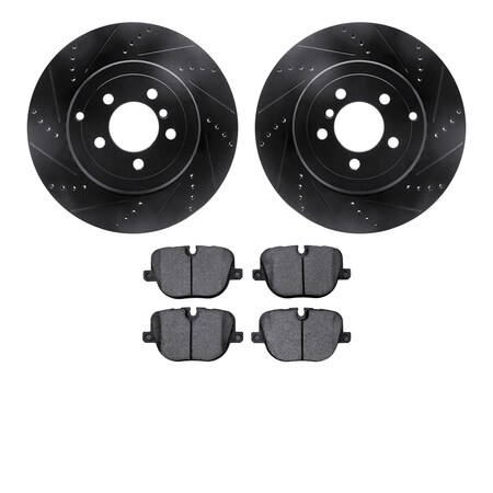 Dynamic Friction Co 8502-11023, Rotors-Drilled and Slotted-Black with 5000 Advanced Brake Pads, Zinc Coated 8502-11023